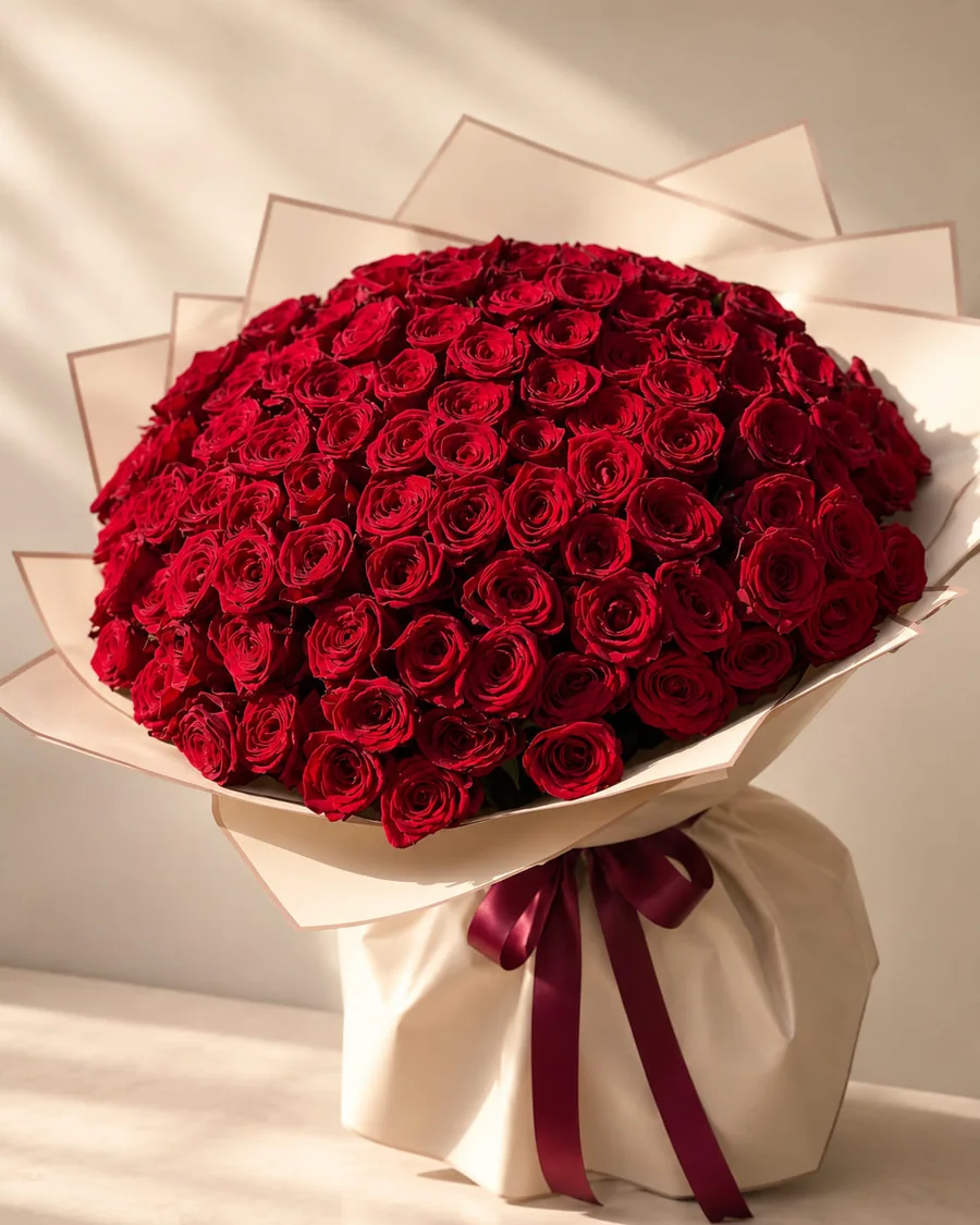 Velvet Rouge luxury red rose bouquet in Agadir