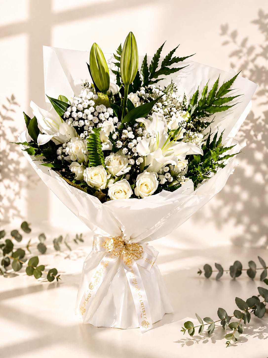 Lilia white rose and lily bouquet in Tangier